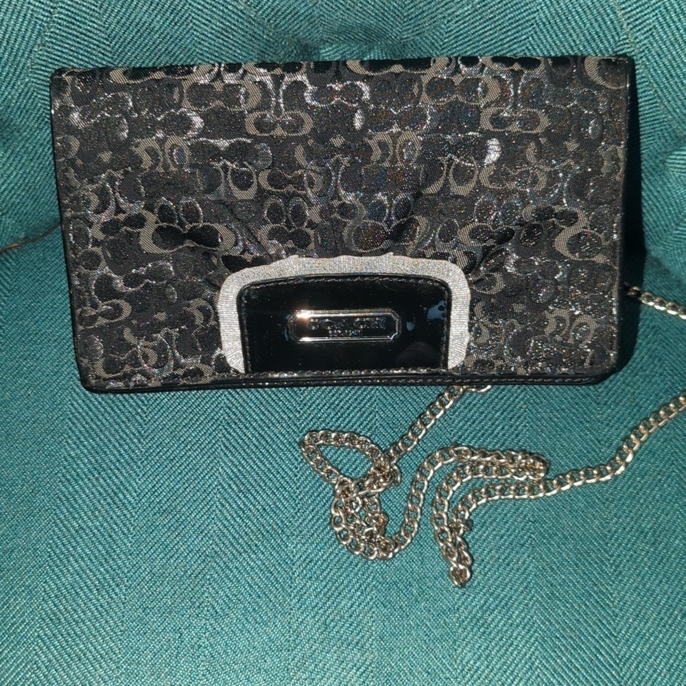 Coach Metallic Black and Silver Clutch / Crossbody vintage